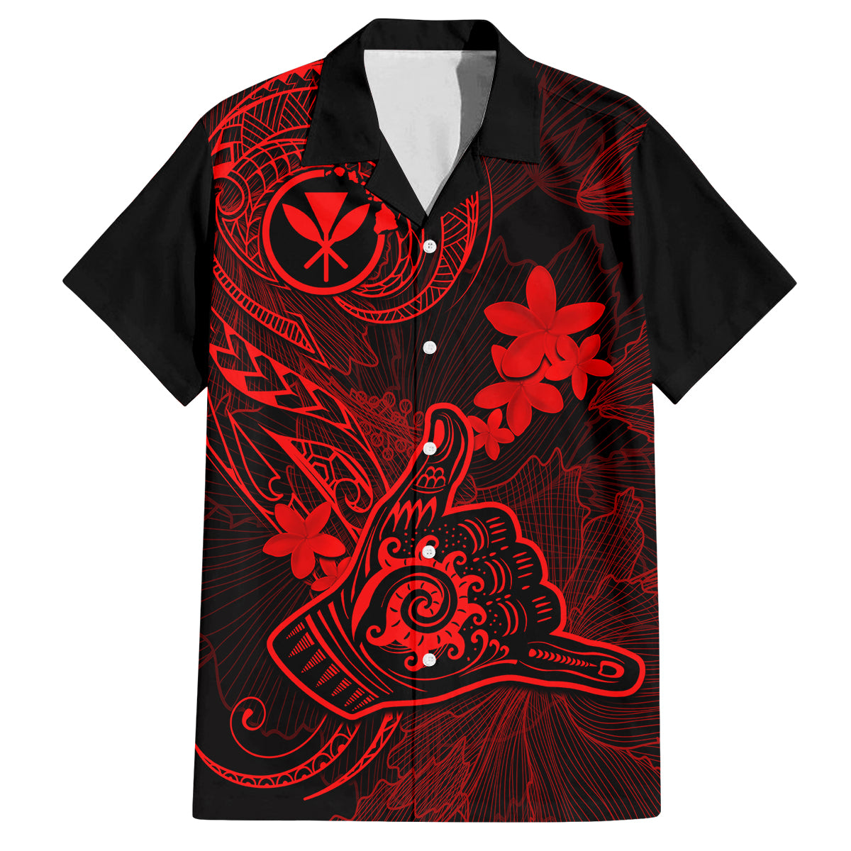 Hawaii Kid Hawaiian Shirt Shaka Tattoo Mix Polynesian Plumeria Red Version LT14 Kid Red - Polynesian Pride