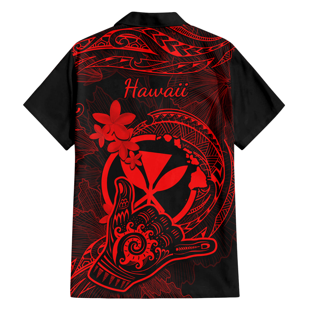 Hawaii Kid Hawaiian Shirt Shaka Tattoo Mix Polynesian Plumeria Red Version LT14 - Polynesian Pride