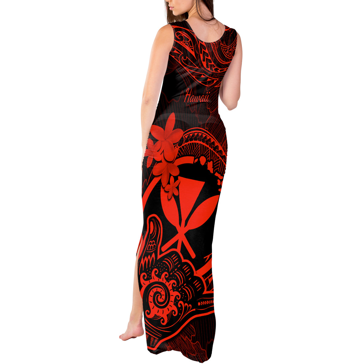 hawaii-tank-maxi-dress-shaka-tattoo-mix-polynesian-plumeria-red-version