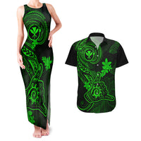 hawaii-couples-matching-tank-maxi-dress-and-hawaiian-shirt-shaka-tattoo-mix-polynesian-plumeria-green-version