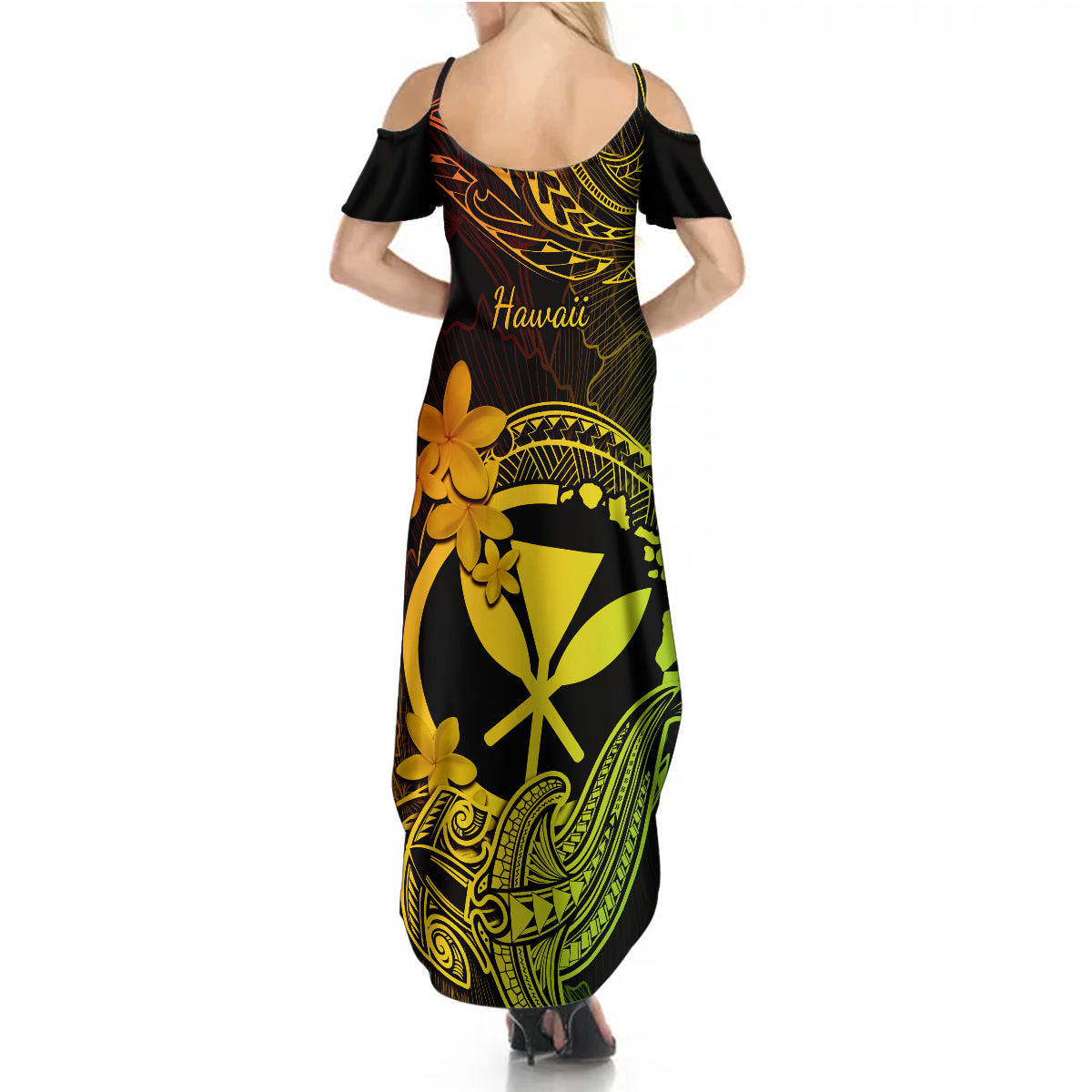 hawaii-summer-maxi-dress-hammerhead-shark-tattoo-mix-polynesian-plumeria-reggae-version