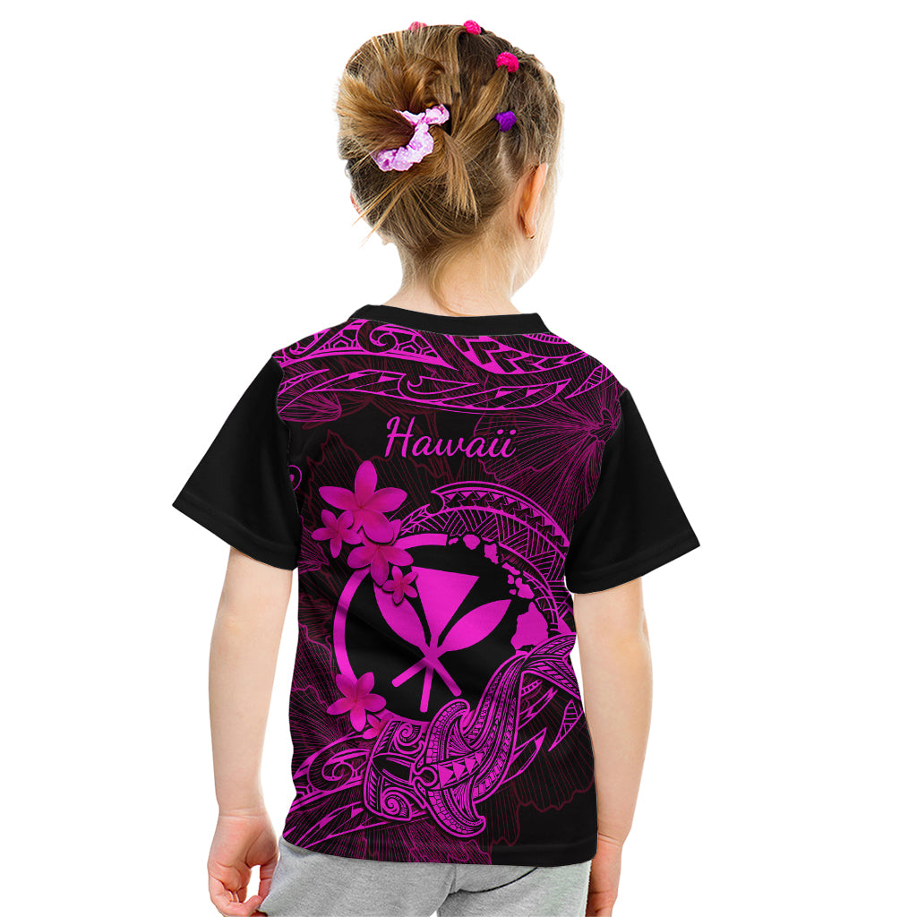 Hawaii Kid T Shirt Hammerhead Shark Tattoo Mix Polynesian Plumeria Pink Version LT14 - Polynesian Pride