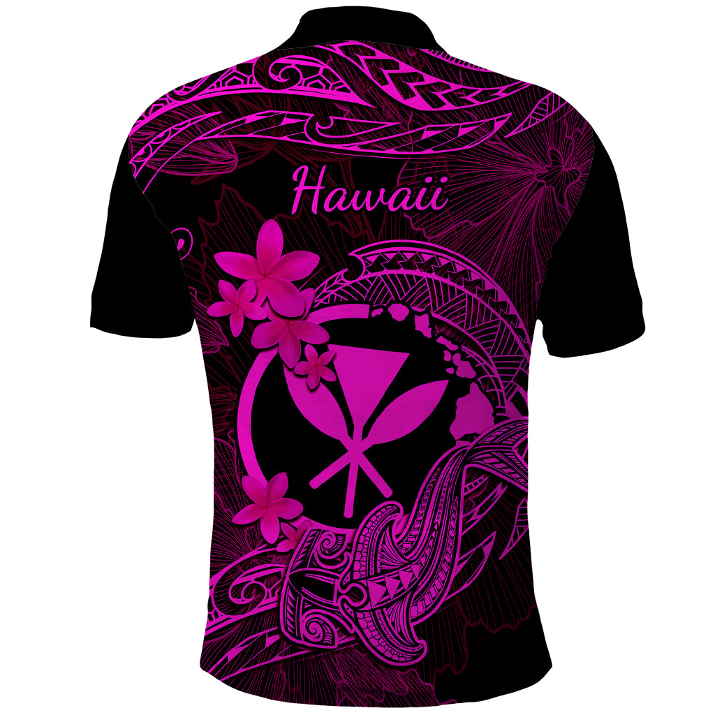 Hawaii Polo Shirt Hammerhead Shark Tattoo Mix Polynesian Plumeria Pink Version LT14 - Polynesian Pride