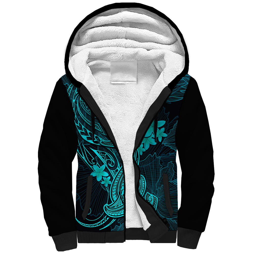 hawaii-sherpa-hoodie-hammerhead-shark-tattoo-mix-polynesian-plumeria-turquoise-version