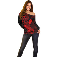 hawaii-off-shoulder-sweater-hammerhead-shark-tattoo-mix-polynesian-plumeria-red-version