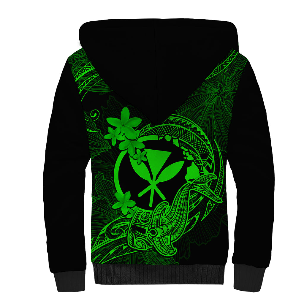 hawaii-sherpa-hoodie-hammerhead-shark-tattoo-mix-polynesian-plumeria-green-version