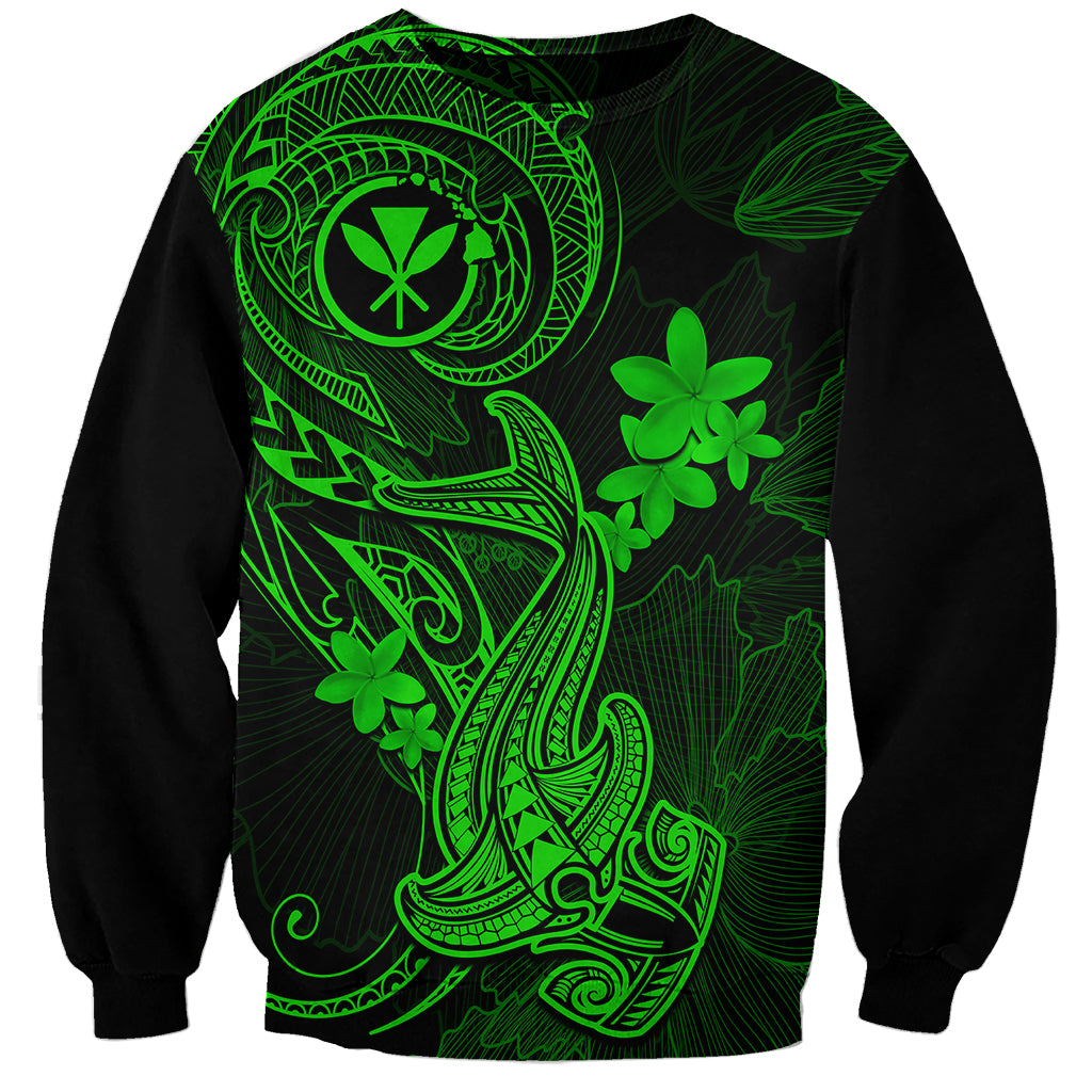 hawaii-sweatshirt-hammerhead-shark-tattoo-mix-polynesian-plumeria-green-version