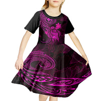 hawaii-kid-short-sleeve-dress-turtle-mix-polynesian-plumeria-pink-version