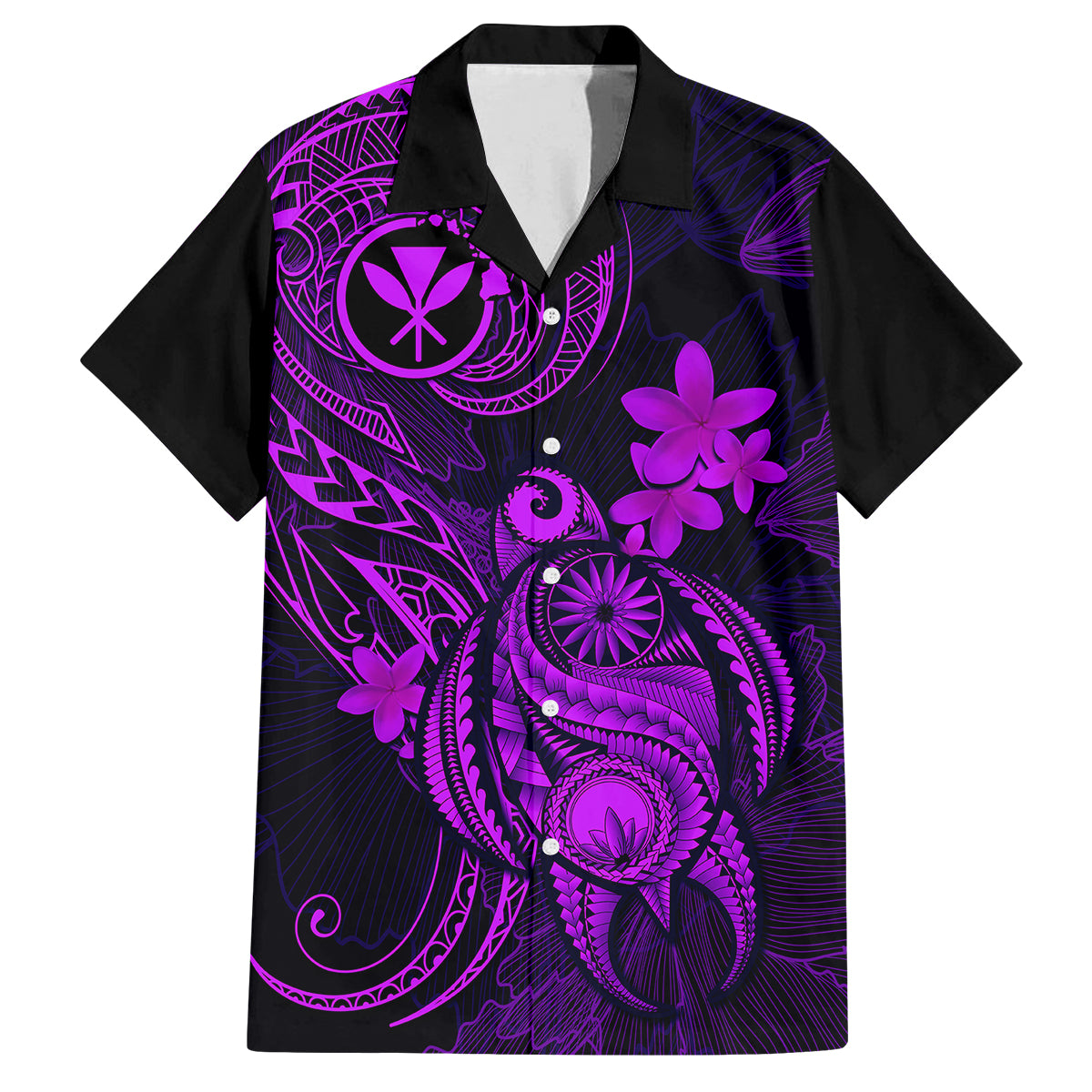 hawaii-family-matching-off-shoulder-long-sleeve-dress-and-hawaiian-shirt-turtle-mix-polynesian-plumeria-purple-version