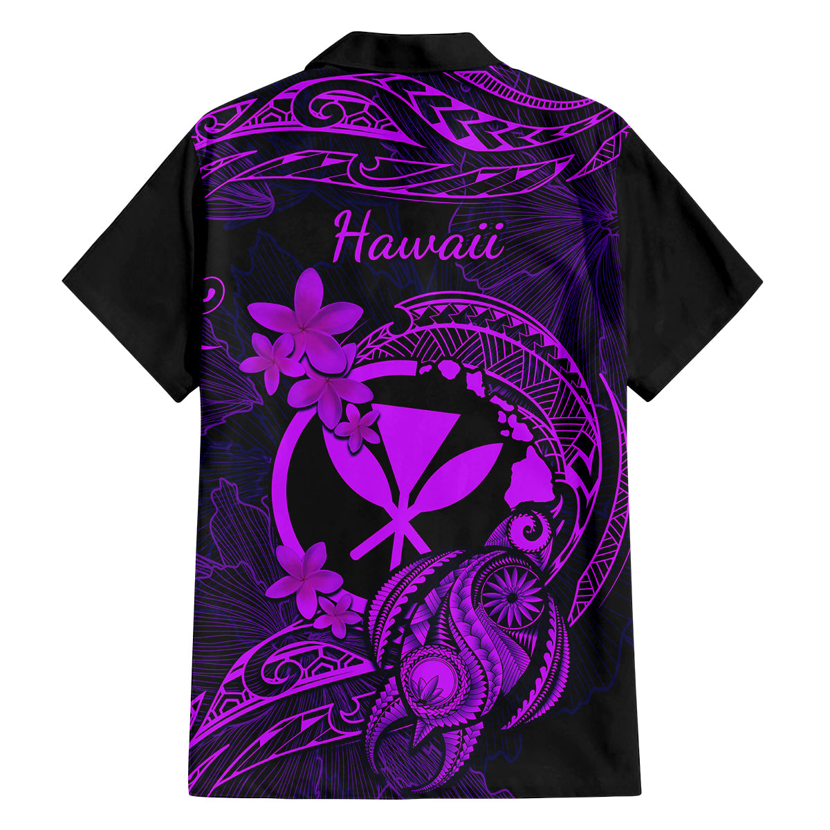hawaii-family-matching-off-shoulder-long-sleeve-dress-and-hawaiian-shirt-turtle-mix-polynesian-plumeria-purple-version