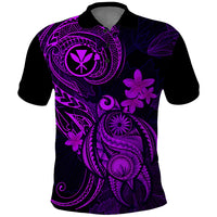 Hawaii Polo Shirt Turtle Mix Polynesian Plumeria Purple Version LT14 Purple - Polynesian Pride