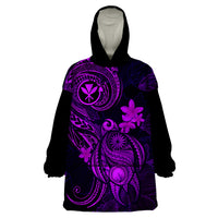 Hawaii Wearable Blanket Hoodie Turtle Mix Polynesian Plumeria Purple Version LT14 One Size Purple - Polynesian Pride