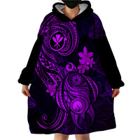 Hawaii Wearable Blanket Hoodie Turtle Mix Polynesian Plumeria Purple Version LT14 - Polynesian Pride