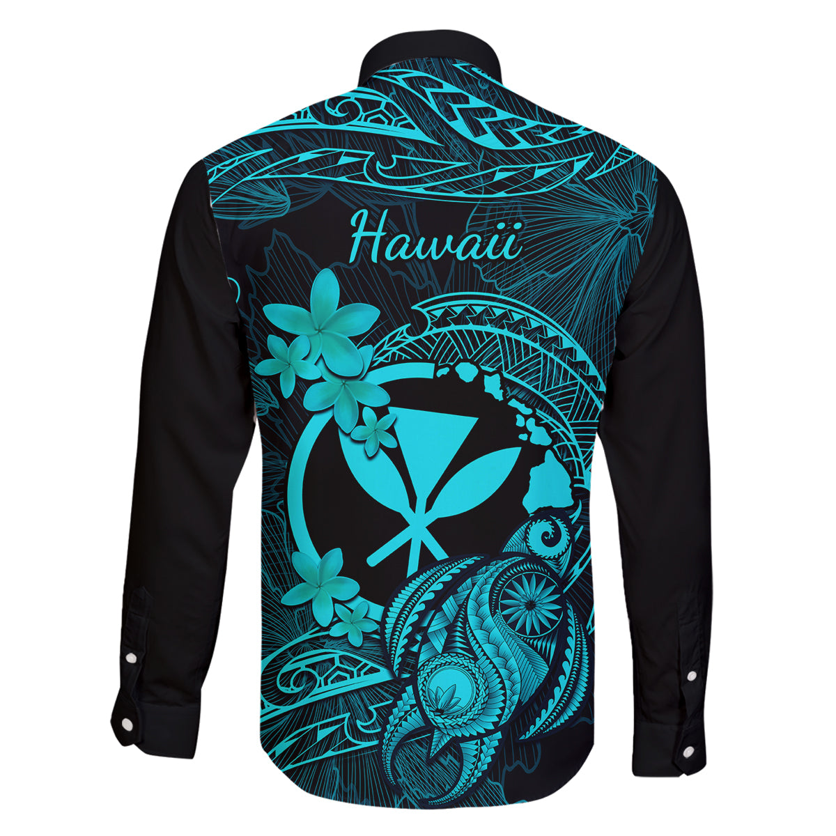 Hawaii Family Matching Puletasi Dress and Hawaiian Shirt Turtle Mix Polynesian Plumeria Turquoise Version LT14 - Polynesian Pride