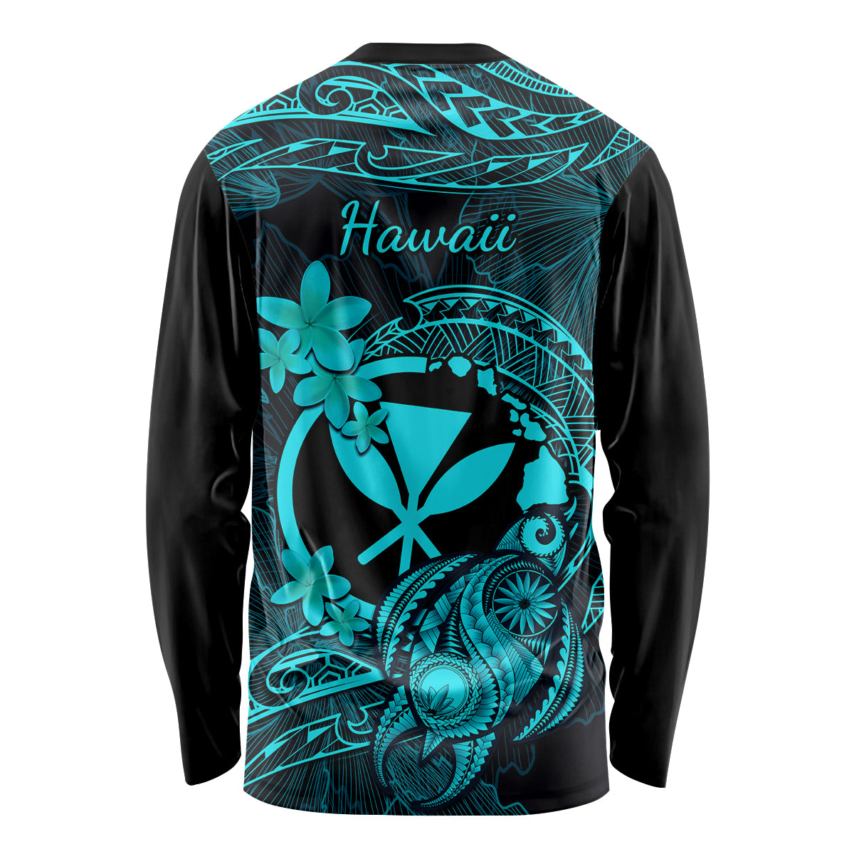 hawaii-long-sleeve-shirt-turtle-mix-polynesian-plumeria-turquoise-version