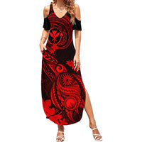hawaii-family-matching-summer-maxi-dress-and-hawaiian-shirt-turtle-mix-polynesian-plumeria-red-version