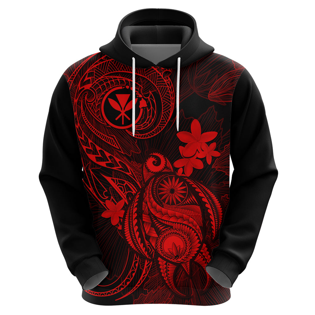 Hawaii Hoodie Turtle Mix Polynesian Plumeria Red Version LT14 - Polynesian Pride