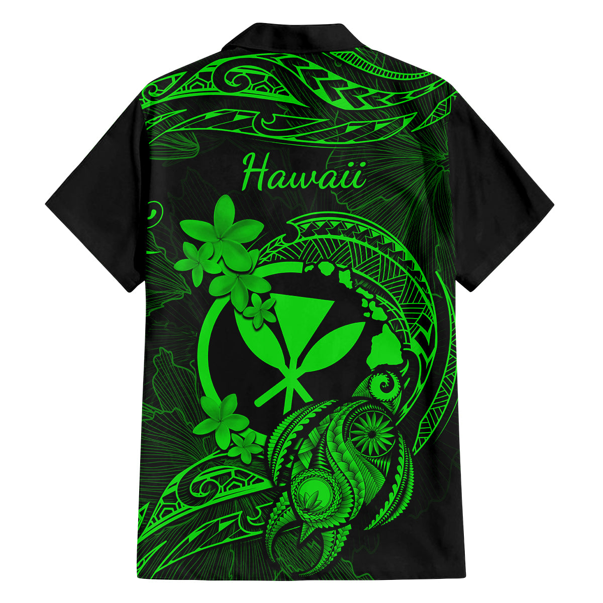 hawaii-family-matching-off-shoulder-maxi-dress-and-hawaiian-shirt-turtle-mix-polynesian-plumeria-green-version
