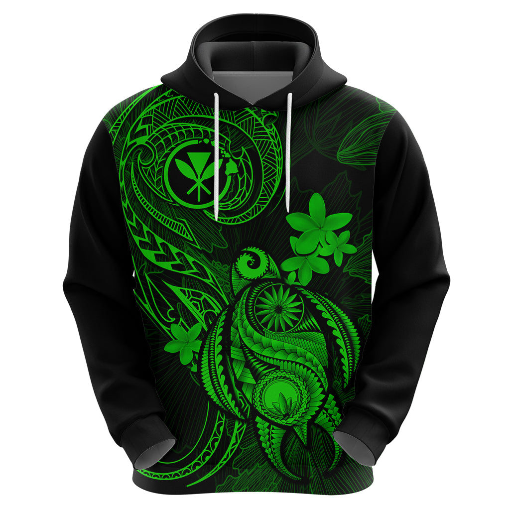 Hawaii Hoodie Turtle Mix Polynesian Plumeria Green Version LT14 - Polynesian Pride