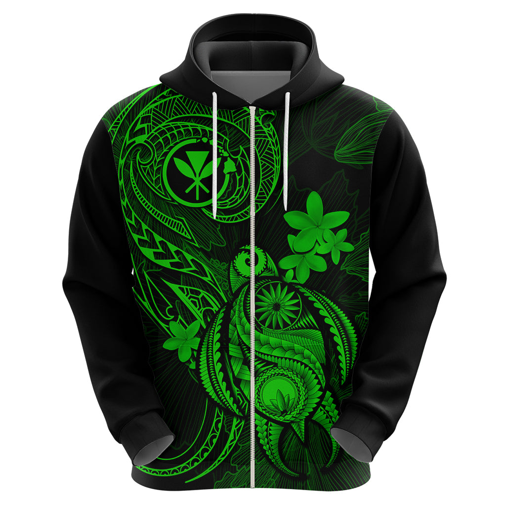 Hawaii Hoodie Turtle Mix Polynesian Plumeria Green Version LT14 - Polynesian Pride
