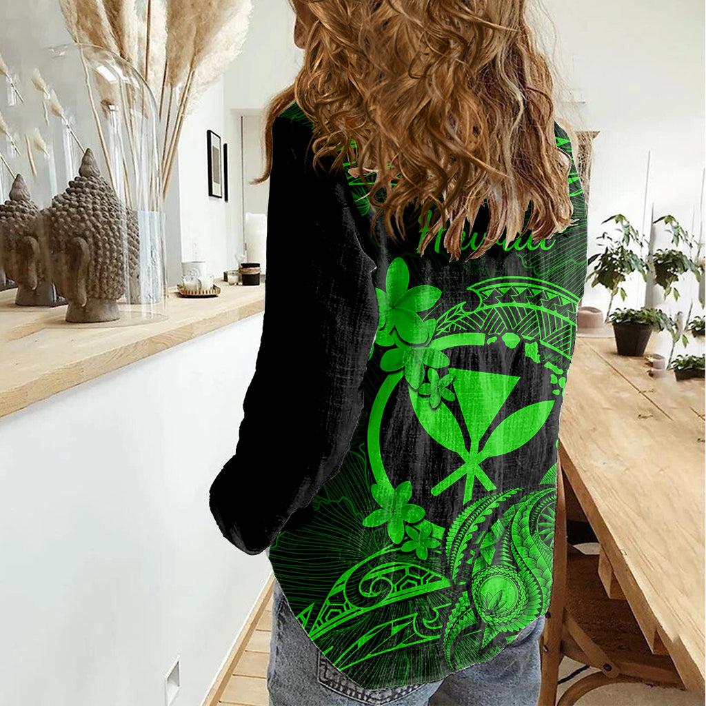 hawaii-women-casual-shirt-turtle-mix-polynesian-plumeria-green-version