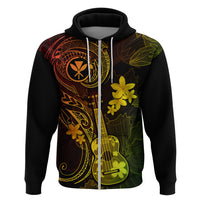 Hawaii Hoodie Ukulele Mix Polynesian Plumeria Reggae Version LT14 Zip Hoodie Reggae - Polynesian Pride