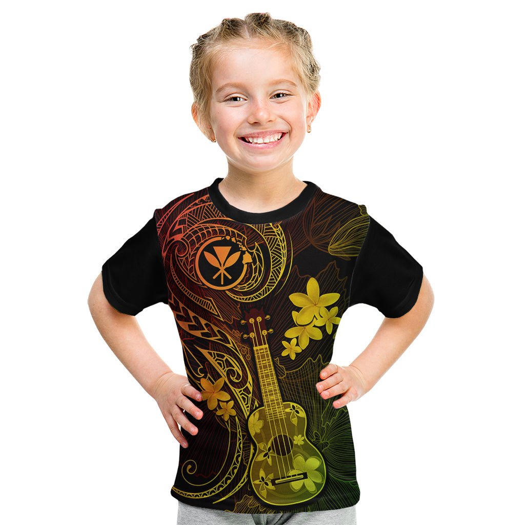 Hawaii Kid T Shirt Ukulele Mix Polynesian Plumeria Reggae Version LT14 Reggae - Polynesian Pride