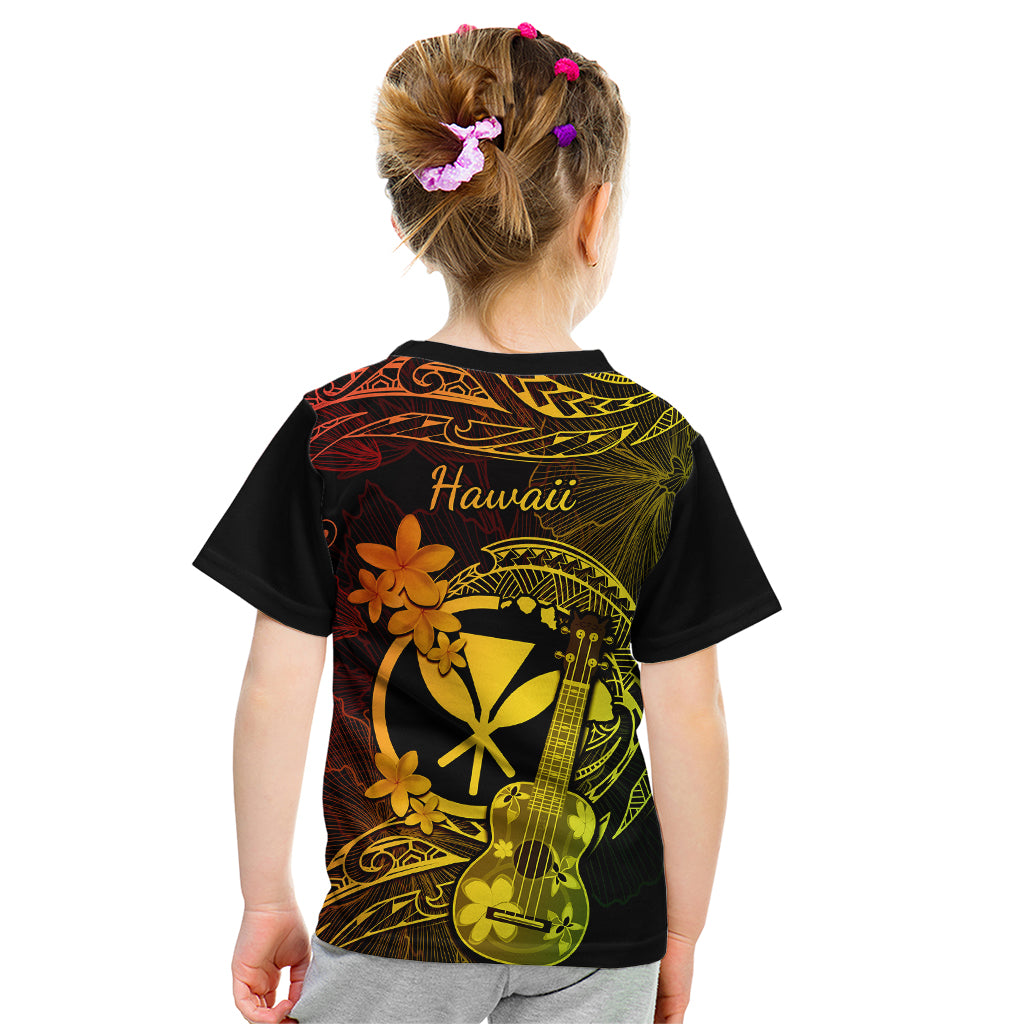 Hawaii Kid T Shirt Ukulele Mix Polynesian Plumeria Reggae Version LT14 - Polynesian Pride