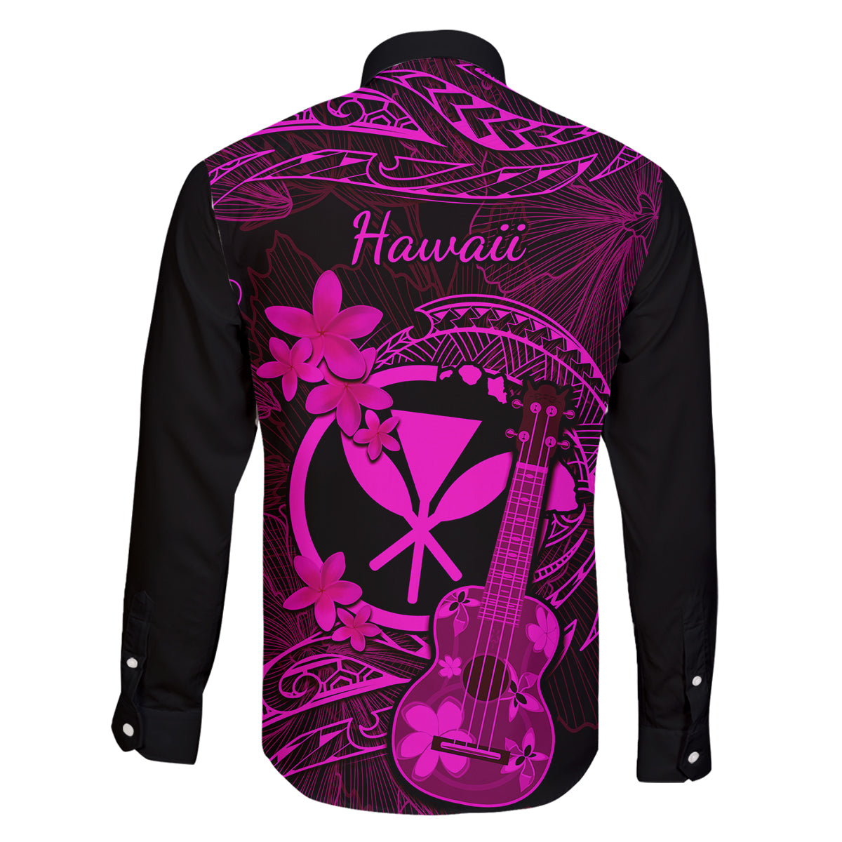 hawaii-family-matching-mermaid-dress-and-hawaiian-shirt-ukulele-mix-polynesian-plumeria-pink-version