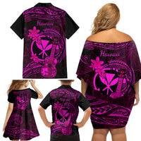 hawaii-family-matching-off-shoulder-short-dress-and-hawaiian-shirt-ukulele-mix-polynesian-plumeria-pink-version