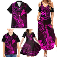 hawaii-family-matching-summer-maxi-dress-and-hawaiian-shirt-ukulele-mix-polynesian-plumeria-pink-version