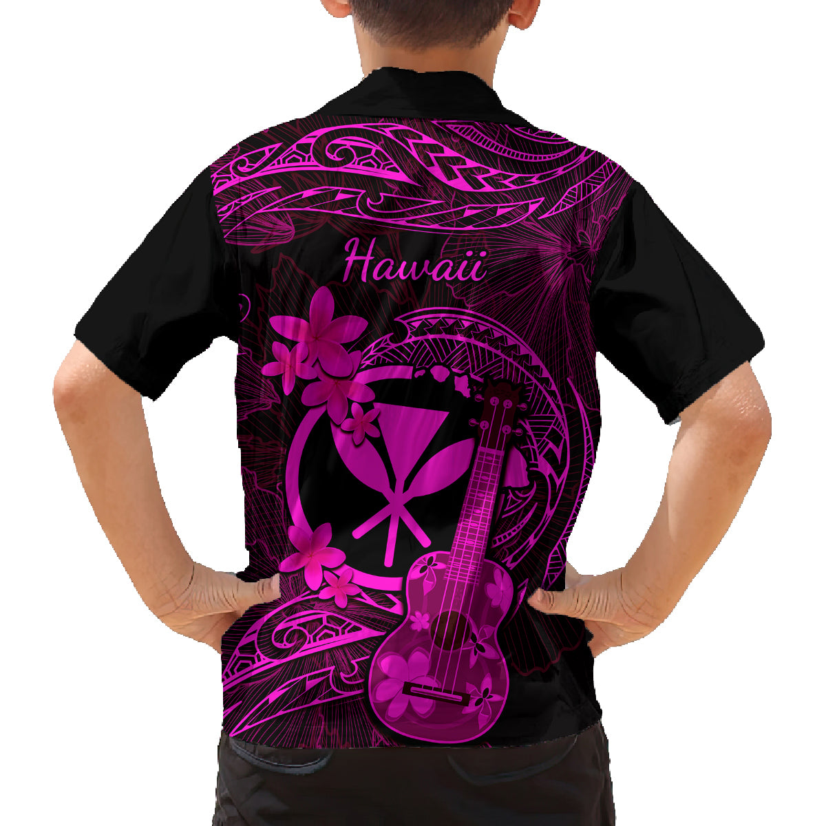 hawaii-kid-hawaiian-shirt-ukulele-mix-polynesian-plumeria-pink-version