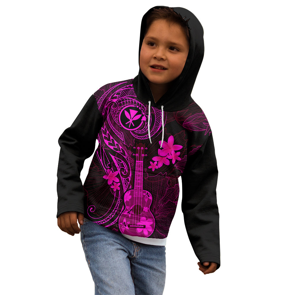 Hawaii Kid Hoodie Ukulele Mix Polynesian Plumeria Pink Version LT14 - Polynesian Pride
