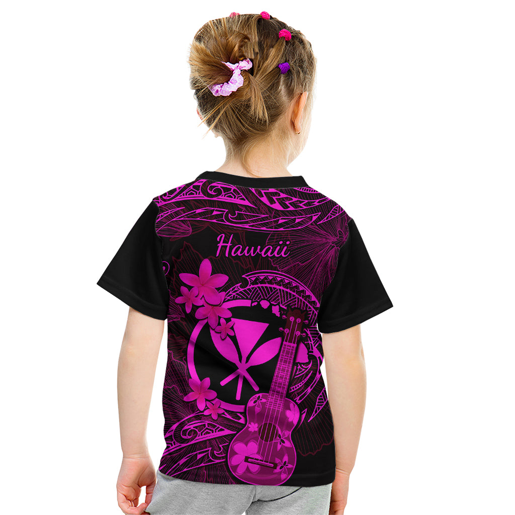 Hawaii Kid T Shirt Ukulele Mix Polynesian Plumeria Pink Version LT14 - Polynesian Pride