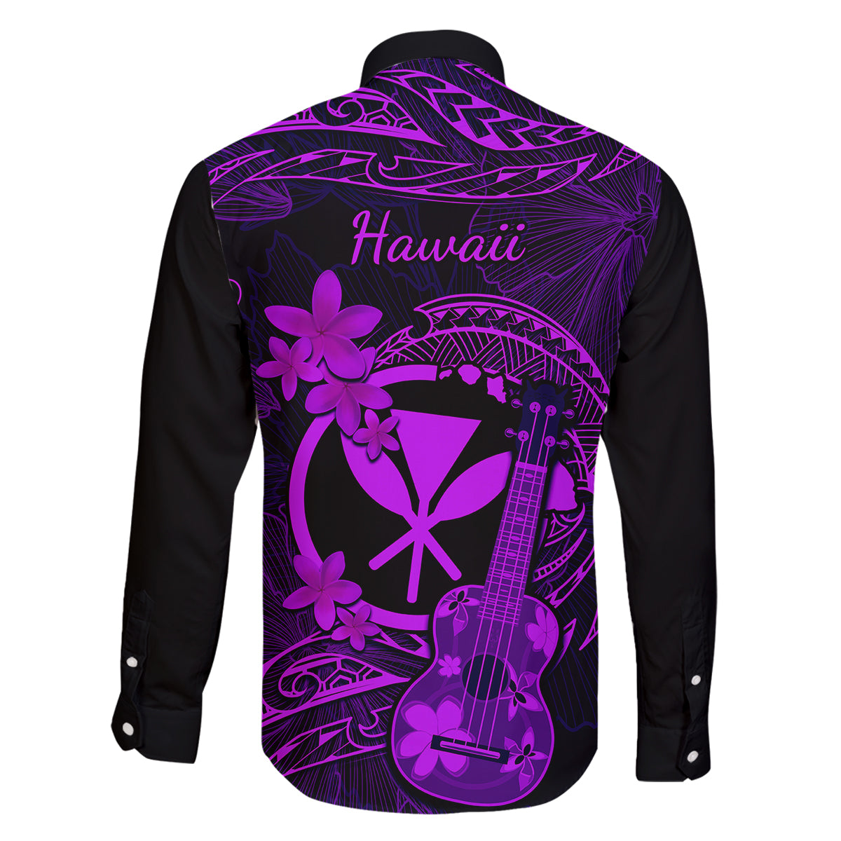 hawaii-family-matching-summer-maxi-dress-and-hawaiian-shirt-ukulele-mix-polynesian-plumeria-purple-version