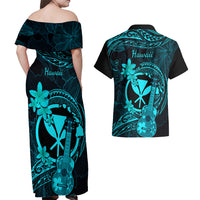 hawaii-couples-matching-off-shoulder-maxi-dress-and-hawaiian-shirt-ukulele-mix-polynesian-plumeria-turquoise-version
