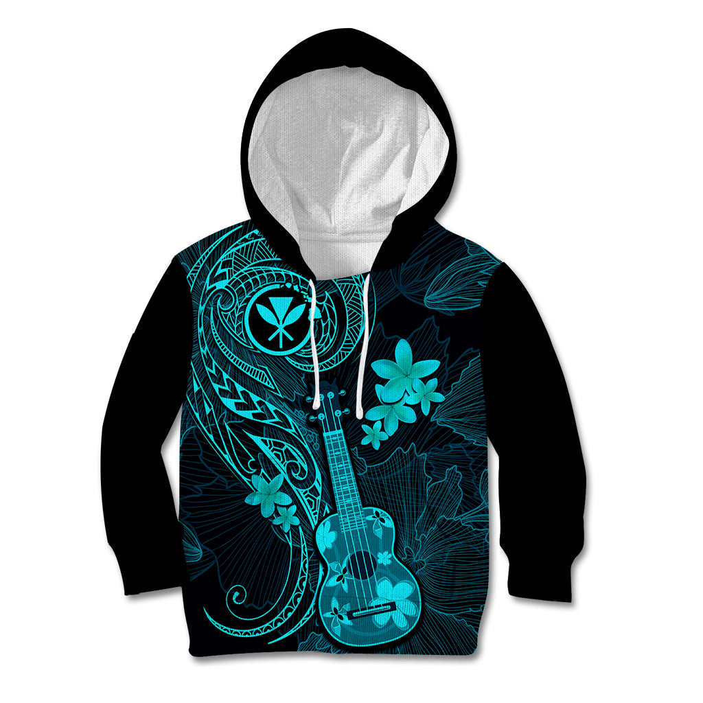 Hawaii Kid Hoodie Ukulele Mix Polynesian Plumeria Turquoise Version LT14 Turquoise - Polynesian Pride
