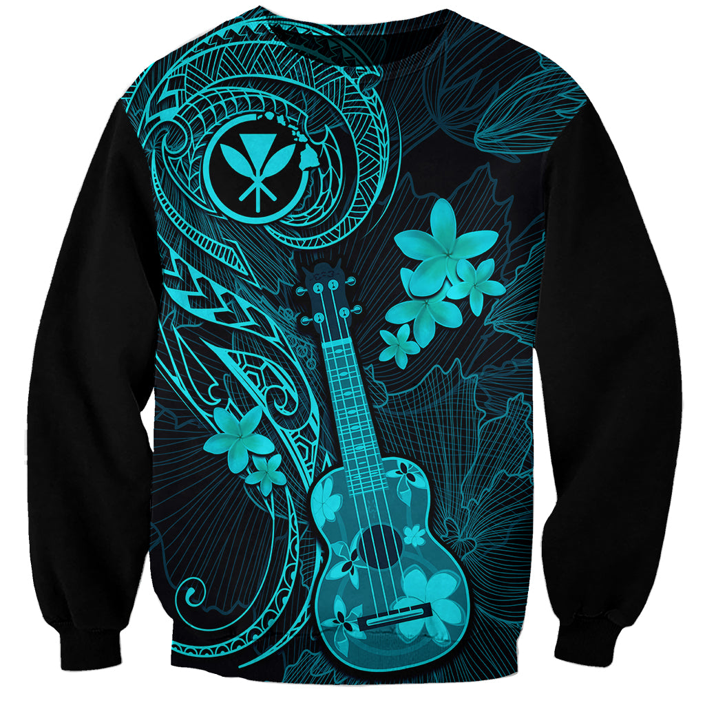 hawaii-sweatshirt-ukulele-mix-polynesian-plumeria-turquoise-version
