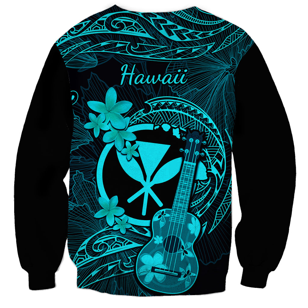 hawaii-sweatshirt-ukulele-mix-polynesian-plumeria-turquoise-version