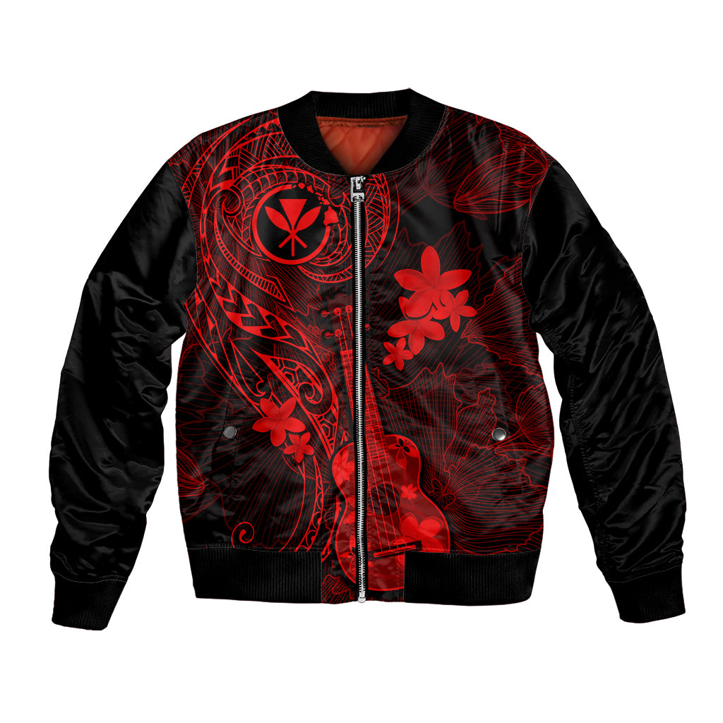hawaii-bomber-jacket-ukulele-mix-polynesian-plumeria-red-version