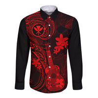 hawaii-long-sleeve-button-shirt-ukulele-mix-polynesian-plumeria-red-version