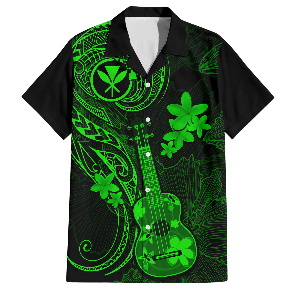 hawaii-kid-hawaiian-shirt-ukulele-mix-polynesian-plumeria-green-version