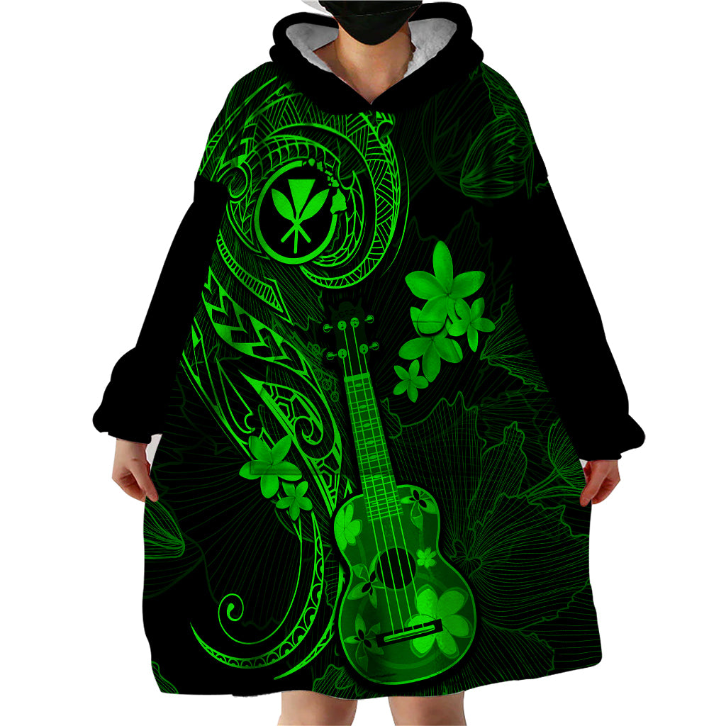 hawaii-wearable-blanket-hoodie-ukulele-mix-polynesian-plumeria-green-version