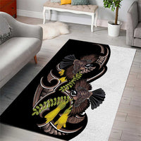 New Zealand Valentines Day Area Rug Piwakawaka Lovers Maori Koru Tattoo - Polynesian Pride