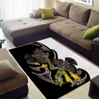 New Zealand Valentines Day Area Rug Piwakawaka Lovers Maori Koru Tattoo - Polynesian Pride