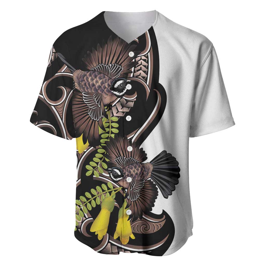 New Zealand Valentines Day Baseball Jersey Piwakawaka Lovers Maori Koru Tattoo - Polynesian Pride