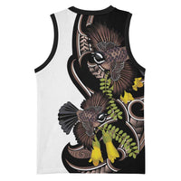 New Zealand Valentines Day Basketball Jersey Piwakawaka Lovers Maori Koru Tattoo - Polynesian Pride