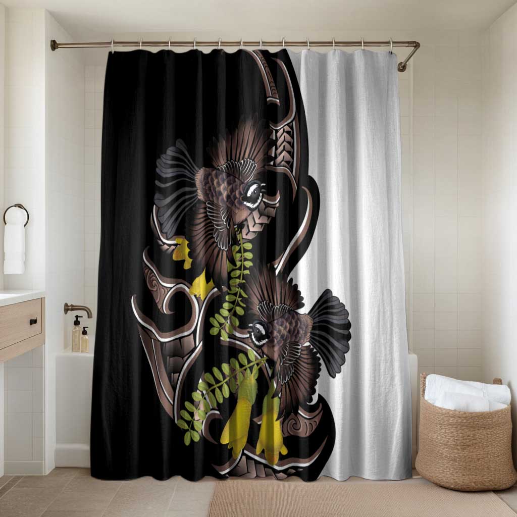 New Zealand Valentines Day Bathroom Set Piwakawaka Lovers Maori Koru Tattoo - Polynesian Pride