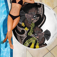 New Zealand Valentines Day Beach Blanket Piwakawaka Lovers Maori Koru Tattoo - Polynesian Pride