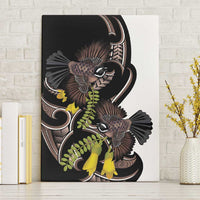 New Zealand Valentines Day Canvas Wall Art Piwakawaka Lovers Maori Koru Tattoo - Polynesian Pride